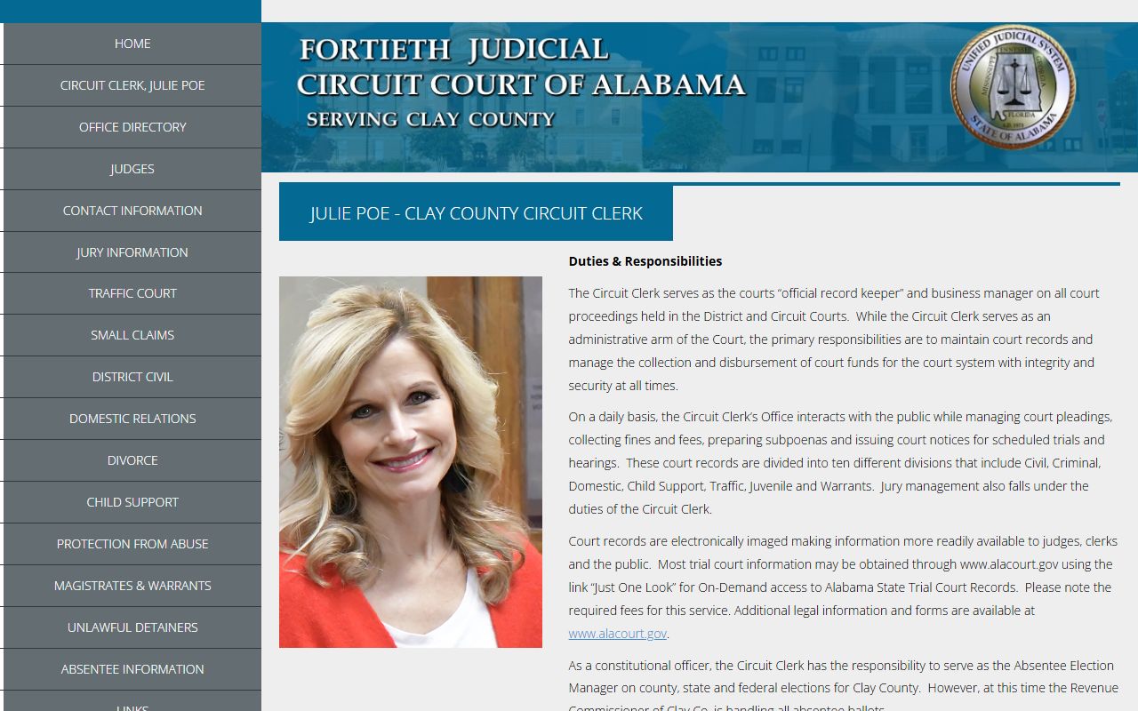 Clay County court records and Circuit Clerk access page